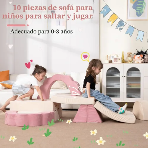 Miniatura 3 de LOAOL Sofá de Juego para Niños 10 Piezas, Sofá de Juego Modular para Niños, Sofá de Espuma Multifuncional para Niños Pequeños, Sofá de Juego