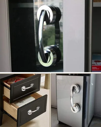 Miniatura 6 de WANLIAN - Potente manija de puerta de espejo de cristal con ventosa, pasamanos de pared con ventosa para refrigerador, cajón de nevera, manija