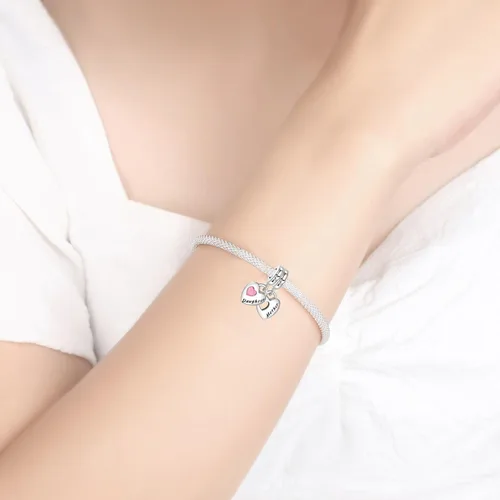 Miniatura 4 de Dije colgante de plata de ley 925 con forma de corazón y gato, para pulseras y collares, joyería de regalo para mujeres, niñas, familiares y amigas