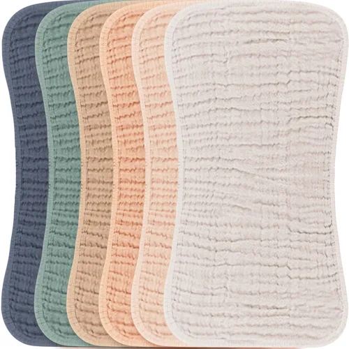 Miniatura 13 de Konssy - Juego de paños de muselina para eructos de bebé, unisex - 6 unidades grandes, 100 % algodón, ropa para eructos para recién nacidos, niñas