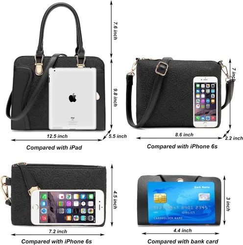 Miniatura 102 de Bolsos de mano de moda para mujer, bolsa de hombro, asa superior, bolsa de mano, juego de 4 piezas
