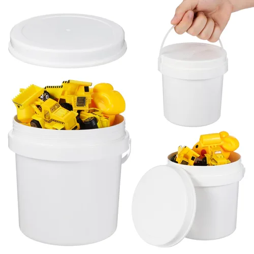 Miniatura 3 de Cubo de plástico blanco 3pcs cubo de almacenamiento blanco con cubierta 3pc PP con tapa