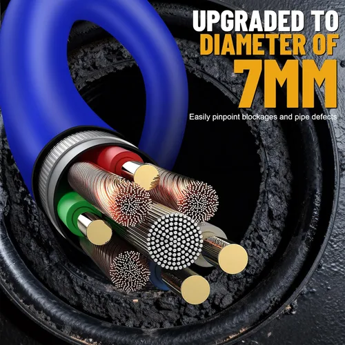 Miniatura 5 de Cámara de alcantarillado autonivelante impermeable IP68 con localizador, cable de fibra de vidrio de 200 pies de 0.276 in y sonido de 512 Hz