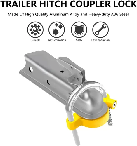 Miniatura 5 de Funmit - Candado de remolque universal para acoplador de bola, ajusta a acopladores de 1-7/8", 2" y 2-5/16", accesorios para caravanas de viaje, Azul