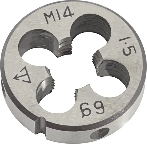 Miniatura 3 de M14 x 1.5 Pulgadas Juego de Rosca y Troquel Métrica, Rosca de Máquina M14 x 1.5mm HSS y Troquel de Herramienta de Acero de Aleación Redonda M14 x