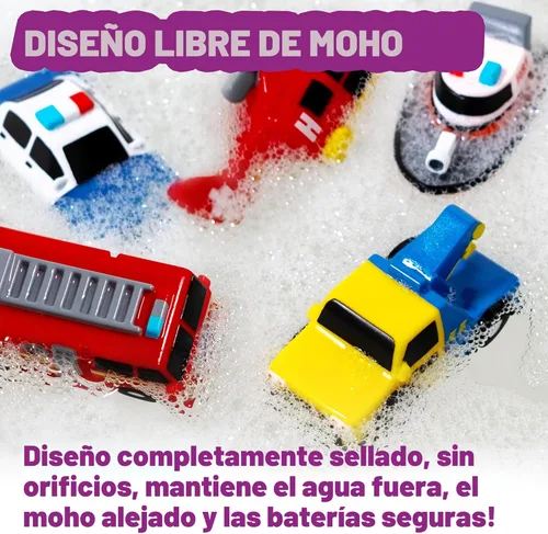 Miniatura 5 de Tub Works® Emergency™ Cars - Juguetes de baño iluminados, paquete de 6 Juguetes iluminados activados por agua parpadean y cambian