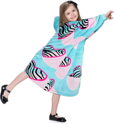 Solaris Zebra - Sudadera con capucha estilo manta para niños con diseño con temática de amor, acogedora y cálida de forro polar Sherpa, para Corazón