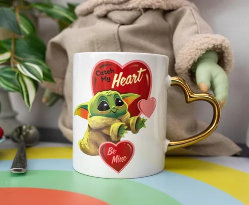 Miniatura 4 de STAR WARS: The Mandalorian Grogu Catch My Heart - Taza de cerámica de 14 onzas Taza de café grande sin BPA para expreso, cafeína, bebidas