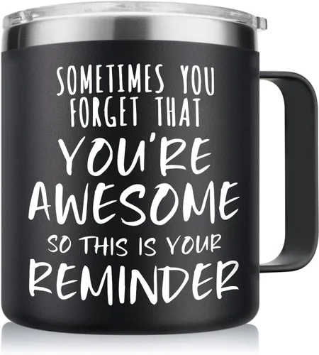 NOWWISH Regalos Inspiradores para Hombres y Mujeres, Taza de Café "Sometimes You Forget You're Awesome", Regalos de Agradecimiento, Regalos Negro