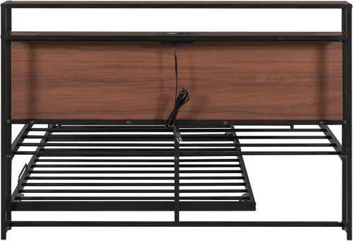 Miniatura 9 de Harper & Bright Designs Cama de plataforma matrimonial con nido y puertos USB, marco de cama matrimonial de metal con cabecera de almacenamiento