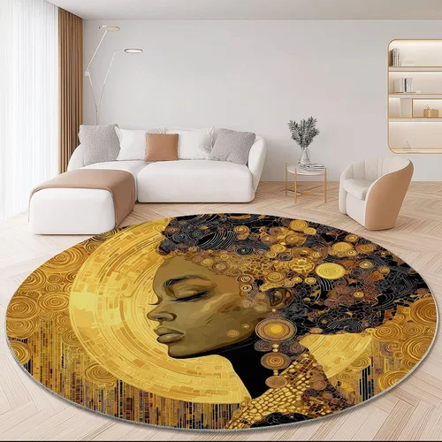 Miniatura 10 de Bath Mat Round Rug 2 ft, Boho Sun Line Mandala Washable Circular Rugs, Non Slip Absorbent Beige Circle Area Carpet for Kitchen Living Room Bedroom