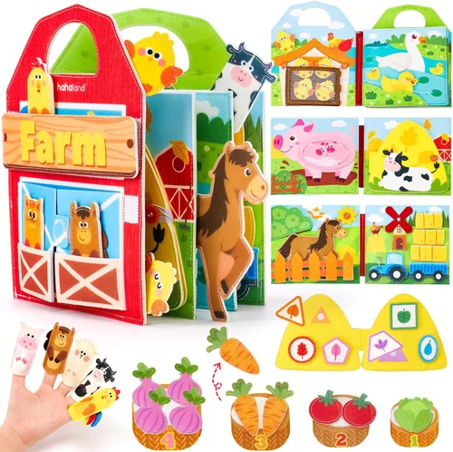 hahaland Libro de actividades para niños pequeños de 1 a 3 años, tabla tranquila y ocupada para niños de 1 año, juguetes Montessori para niños de 1