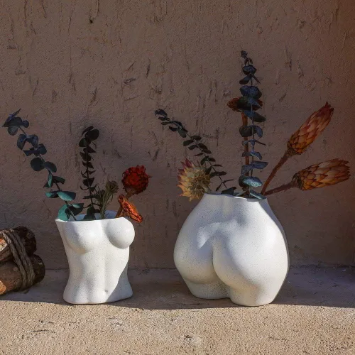 Miniatura 2 de FROZZUR - Maceta con forma de cuerpo femenino, jarrón con trasero, maceta de flores femenina, maceta moderna de resina estilo bohemio, color blanco