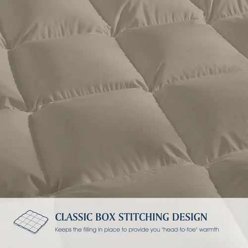 Miniatura 5 de Blue Ridge Home Fashions - Edredón de plumón tamaño Queen, clásico cálido de 250 hilos, relleno de edredón de color lino, fabricado en Estados Unidos