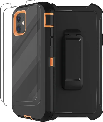 Miniatura 9 de Funda para iPhone 12, iPhone 12 Pro con funda de clip para cinturón, 2 protectores de pantalla, resistente grado militar, cuerpo completo, a prueba