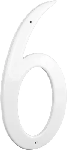 Montague Metal Products CSHN-8-6-W - Placa de aluminio para exteriores con número 6, tamaño mediano, color blanco