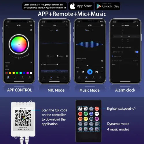 Miniatura 2 de Tira de luces LED de 100 pies para dormitorio, sincronización de música, tira de luces LED RGB con micrófono integrado, control de aplicación