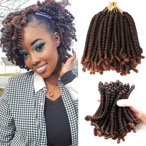 Miniatura 22 de 8 paquetes de cabello corto Bob Spring Twist de ganchillo para niños de 6 pulgadas, cabello de ganchillo pretrenzado estilo Passion Twist para T27#