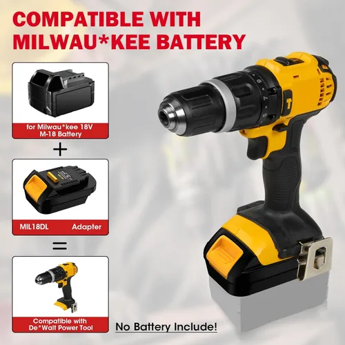 Miniatura 2 de MIL18DL para Milwaukee a adaptador de batería Dewalt, conversión para batería Milwaukee M18 de 18 V a para herramientas eléctricas Dewalt 20 V