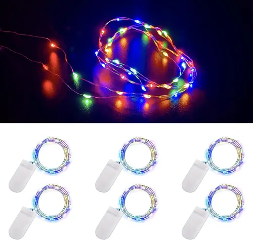 Ostwiki Luces de Hadas a Batería, Paquete de 6 Mini Luces de Cadena, 20 LED 7 pies Luces Centelleantes de Luciérnaga Estrelladas para Manualidades