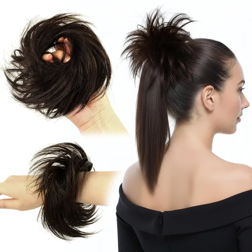 Miniatura 15 de HAIR COUTURE Avanti Moño desordenado - Pieza de extensión sintética instantánea, con pelo rizado ondulado postizo para mujeres