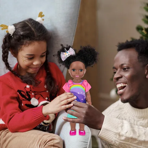 Miniatura 6 de Ecore Fun Muñeca Negra de 14 Pulgadas con Accesorios de Ropa para Muñeca Bebé Negra – Incluyendo Vestido, Blusa, Falda, Zapatos, Peine, Espejo