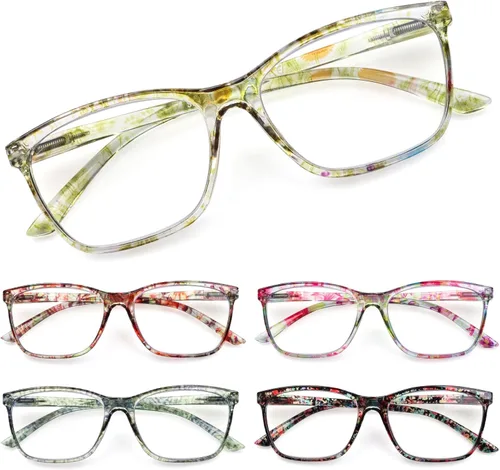 Miniatura 14 de SIGVAN Lentes de lectura para mujer, con bloqueo de luz azul, bisagra de resorte, diseño de moda, lentes con estampado para mujer Mezcla C5