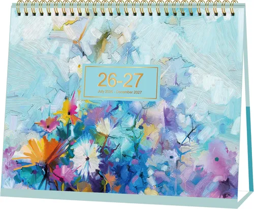 Calendario de escritorio 2026-2027 – Calendario de escritorio de pie abatible 2026-2027, julio de 2026 a diciembre de 2027, 9.8 x 8.3 pulgadas,