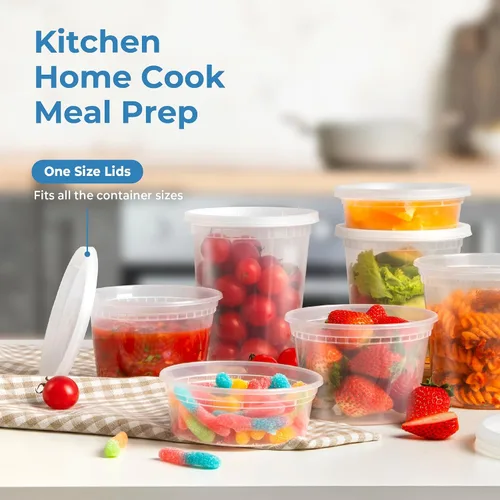 Miniatura 5 de Fit Meal Prep Paquete de 40 recipientes de 8 onzas con tapas, recipientes de cuarto de galón a prueba de fugas con tapas, contenedor de plástico