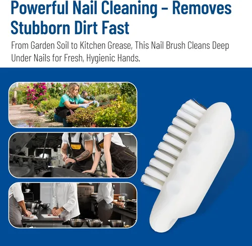 Miniatura 7 de Cepillo exfoliante para uñas SPARTA de grado comercial, cepillo resistente para manos y uñas con cerdas rígidas para jardineros, mecánicos y Blanco