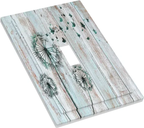 Miniatura 73 de Cubiertas Decorativas para Placas de Interruptor Diente de León Azul Rústico Citas Inspiradoras Casa de Campo Tablón de Madera Gris 1 Gang Cubierta