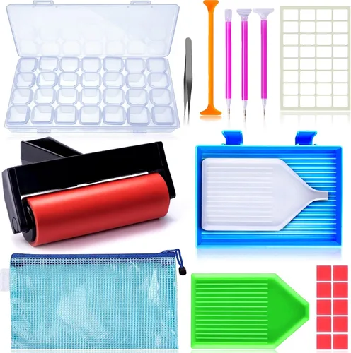 Miniatura 7 de Suptikes 110 herramientas y accesorios de pintura de diamante con 44 ranuras para pintura de diamante para adultos o niños, se aplica a pintura