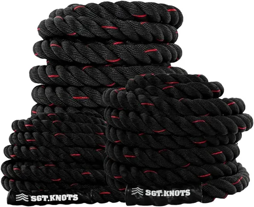 Miniatura 8 de SGT KNOTS Cuerda de batalla retorcida, cuerda de ejercicio con peso para entrenamiento de fuerza, CrossFit, batalla, escalada y gimnasio