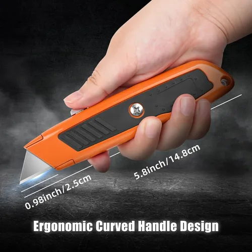Miniatura 2 de DIYSELF 2 unidades de cuchillo utilitario, cortador de caja retráctil de servicio pesado, mango de aleación de aluminio y goma, cuchillo de afeitar