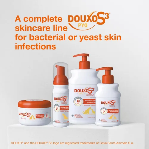 Miniatura 8 de Douxo S3 PYO Champú de clorhexidina para perros, champú medicado antibacteriano y antiséptico, tratamiento de infección por levaduras para perros