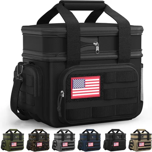 Miniatura 10 de HOTOR Lonchera para hombres y mujeres, bolsa de almuerzo aislada con múltiples bolsillos, bolsa térmica táctica para el trabajo, senderismo, Negro