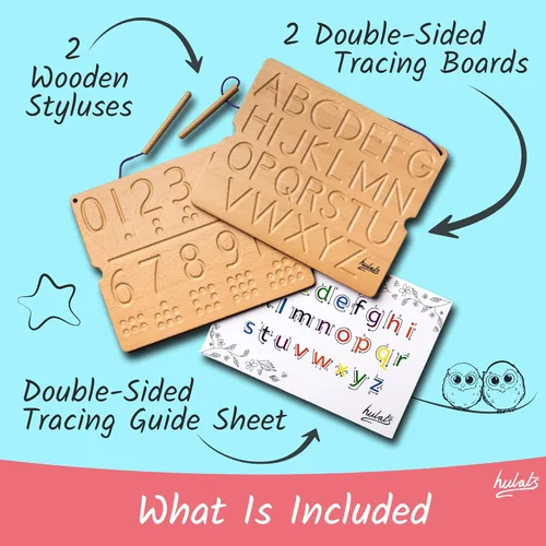 Miniatura 5 de Hulats Aprende a Escribir - Tablas de Trazado de Números y Letras para Niños de 3-5 años - Tableros de Aprendizaje de Alfabeto de Madera Montessori