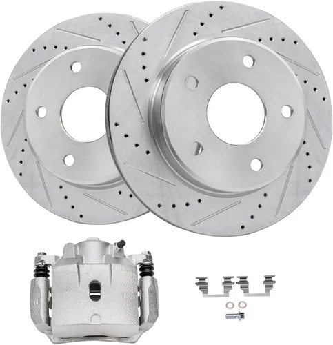 Miniatura 15 de Detroit Axle - Rotores de freno delanteros perforados y ranurados + repuesto de pinza de freno lateral del conductor para Honda Odyssey Acura MDX