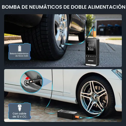 Miniatura 5 de Inflador de neumáticos, compresor de aire portátil, bomba de aire inteligente inalámbrica de 150 PSI para neumáticos de automóvil, luz LED y apagado