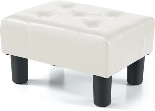 Miniatura 11 de BRIAN & DANY Taburete pequeño para pies, taburetes de lino con patas, reposapiés pequeño estable para sala de estar, beige