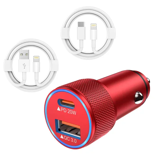 Miniatura 10 de Cargador de coche para iPhone, cargador de coche rápido USB C [certificado Apple MFi] Cargador de coche Apple de 38 W de doble puerto cargador