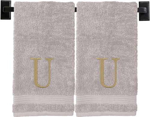 Miniatura 51 de Toallas de mano con monograma para baño, algodón turco de lujo, bordadas en Estados Unidos, juego de 2, elige el color del juego