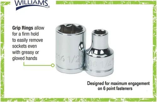 Miniatura 4 de Williams MSB-20HRC Juego de llaves métricas de 6 puntos de 20 piezas de 3/8 pulgadas