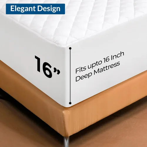 Miniatura 3 de Royale Linens Cubrecolchón tamaño Queen – Protector de colchón acolchado suave – Bolsillo profundo ajustable que se adapta a hasta 16 pulgadas