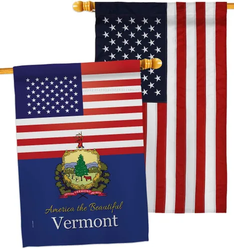 Americana Home & Garden US Vermont House Bandera Pack Estados Regionales Estados Americanos Territorios República País Particular Área Bordado