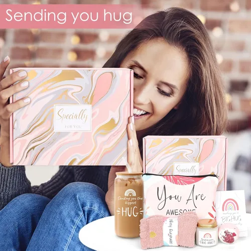 Miniatura 7 de Cestas de Regalo Get Well Soon para Mujeres, Enviándote Regalos de Abrazo, Regalos para Sentirse Mejor Después de la Cirugía para Amigas, Paquete