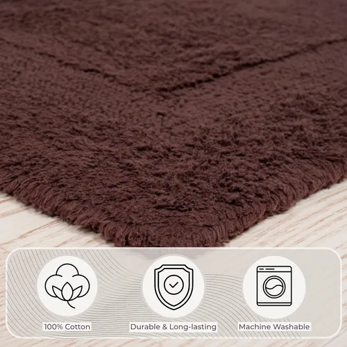 Miniatura 7 de Lavish Home - Juego de 2 tapetes de baño de algodón, lavables a máquina, para baño, cocina o lavandería (color chocolate)