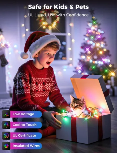 Miniatura 7 de Brightever Luces LED para árbol de Navidad, 900 bombillas de 295 pies, luz de Navidad exterior enchufable con control remoto, 8 modos