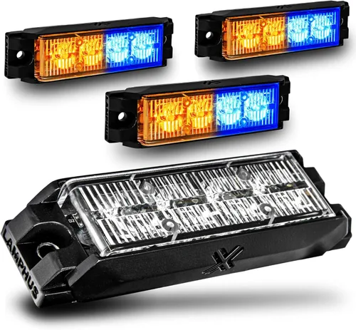 Miniatura 52 de LAMPHUS NanoFlare - Luz de advertencia estroboscópica de 5 pulgadas y 6 W, color blanco ámbar, luz de advertencia estroboscópica para parrilla