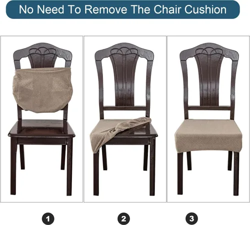 Miniatura 5 de Genina Fundas de asiento impermeables para sillas de comedor (4 unidades, con abertura trasera, beige)